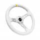 steering wheels NRG Reinforced 3-spoke leather Steering Wheel with holes, (350mm), white/silver/yellow | races-shop.com