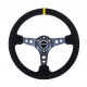 steering wheels NRG Reinforced 3-spoke suede Steering Wheel with holes, (350mm), black/yellow | races-shop.com