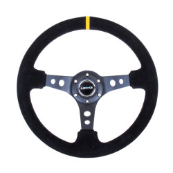NRG Reinforced 3-spoke suede Steering Wheel with holes, (350mm), black/yellow