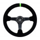 steering wheels 3 spoke steering wheel NRG, 350mm, suede, 75mm offset, black/green | races-shop.com