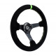 steering wheels 3 spoke steering wheel NRG, 350mm, suede, 75mm offset, black/green | races-shop.com