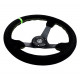 steering wheels NRG Reinforced 3-spoke suede Steering Wheel (350mm) - Black/Green | races-shop.com