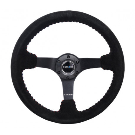 steering wheels 3 spoke steering wheel NRG, 350mm, suede, 75mm offset, black/red | races-shop.com