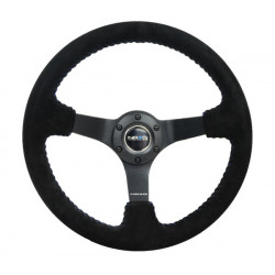 3 spoke steering wheel NRG, 350mm, suede, 75mm offset, black/blue