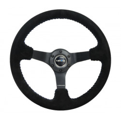 NRG Reinforced 3-spoke suede Steering Wheel (350mm) - Black/blue