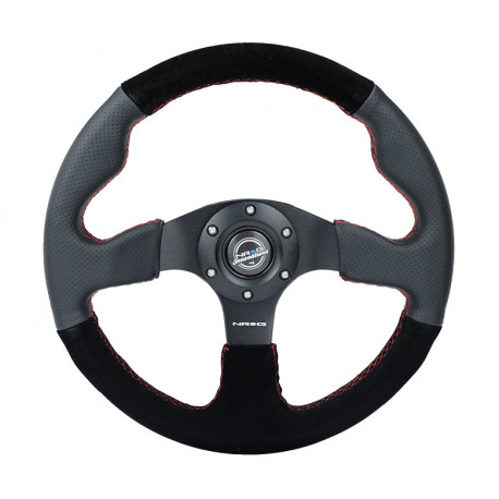 steering wheels 3 spoke steering wheel NRG RACE, 320mm, suede, flat bottom, 25mm offset, black/grey | races-shop.com