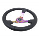 steering wheels NRG Reinforced 3-spoke leather Steering Wheel with slits, (350mm), black/neochrome | races-shop.com