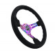 Promotions NRG Reinforced 3-spoke suede Steering Wheel with slits, (350mm), black/neochrome | races-shop.com
