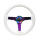 steering wheels 3 spoke steering wheel NRG, 350mm, wood, 75mm offset, white/neon/brown | races-shop.com