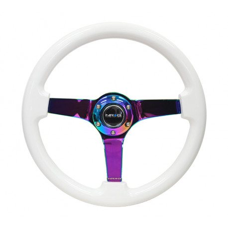 steering wheels NRG Wood grain 3-spoke mahogany Steering Wheel (350mm), white/neochrome | races-shop.com