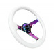 steering wheels 3 spoke steering wheel NRG, 350mm, wood, 75mm offset, white/neon/brown | races-shop.com