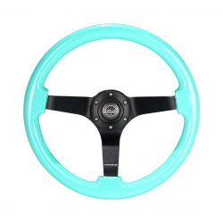 3 spoke steering wheel NRG Minty, 350mm, wood, 75mm offset, brown/black
