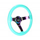 steering wheels 3 spoke steering wheel NRG Minty fresh/NEO, 350mm, wood, 75mm offset, brown/neon | races-shop.com