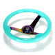 steering wheels NRG Wood grain 3-spoke mahogany Steering Wheel (350mm) - Minty fresh/NEO Chrome | races-shop.com