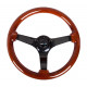 3 spoke steering wheel NRG, 350mm, wood, 75mm offset, brown/black