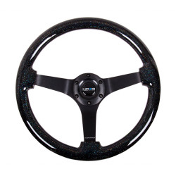 3 spoke steering wheel NRG, 350mm, wood, galaxy sparkle, 75mm offset, black/brown