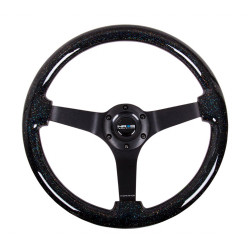 NRG Wood grain 3-spoke mahogany Steering Wheel (350mm) - Black/sparkles