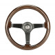 3 spoke steering wheel NRG, 350mm, wood, dark wood, 75mm offset, brown/black