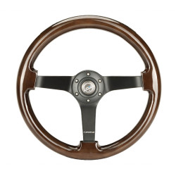 NRG Wood grain 3-spoke mahogany Steering Wheel (350mm) - Dark Wood/Black