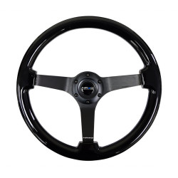 NRG Wood grain 3-spoke mahogany Steering Wheel (350mm) - Black Wood/Black