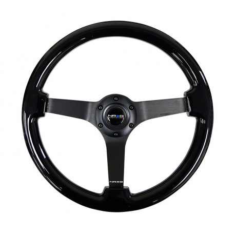 steering wheels NRG Wood grain 3-spoke mahogany Steering Wheel (350mm) - Black Wood/Black | races-shop.com