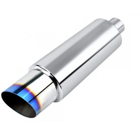 Single wall - round rolled Muffler RACES BURN 89mm, inlet 2,75" (70mm) | races-shop.com