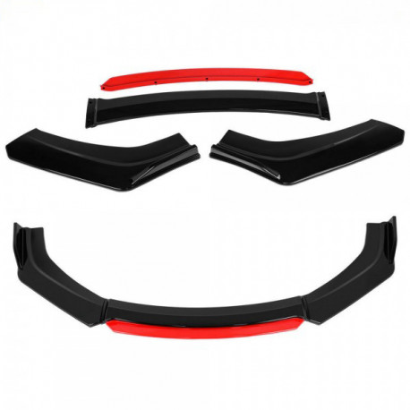 Body kit and visual accessories RACES Universal front bumper lip kit with red splitter - Matte Black | races-shop.com