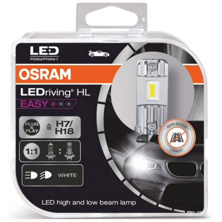 Bulbs and xenon lights Osram LED high and low beam lamps LEDriving HL EASY H7/H18 (2pcs) | races-shop.com