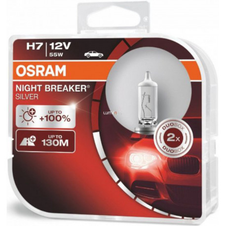 Bulbs and xenon lights Osram halogen headlight lamps NIGHT BREAKER SILVER H7 (2pcs) | races-shop.com
