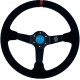 Promotions Steering wheel RACES Hellrot, 350mm, suede, 90mm deep dish | races-shop.com