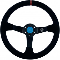 Steering wheel RACES Hellrot, 350mm, suede, 65mm deep dish