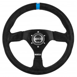 3 spoke steering wheel Sparco R383 LOGO, 330mm, suede, 39mm offset, black/blue