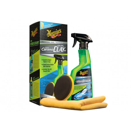 Autodetailing sets Meguiars Hybrid Ceramic Quik Clay Kit - sada pro dekontaminaci laku s hybridním keramickým lubrikantem | races-shop.com
