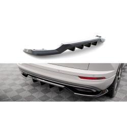 MAXTON DESIGN central rear splitter for Skoda Karoq Sportline Mk1 Facelift (with vertical bars), glossy black