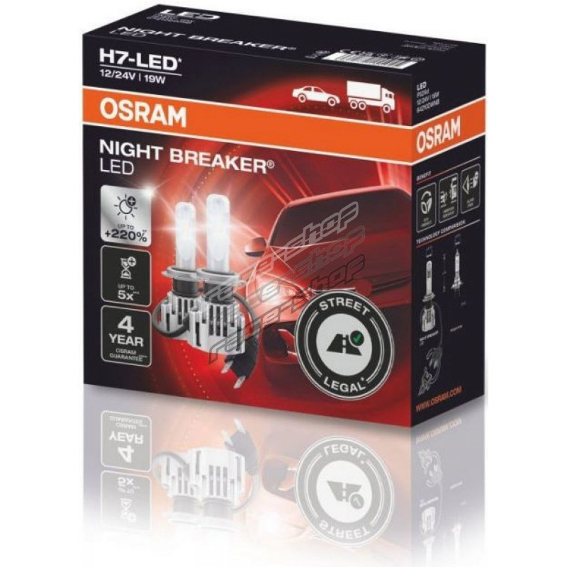Par de bombillas H7 LED OSRAM 12V 19W Night Breaker + 220% de