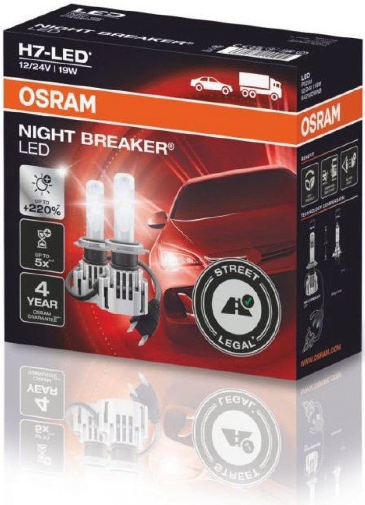 Set Ampoules H7 Osram Lampes À LED Pro pour Voiture Night Breaker Tüv Usage  Rue