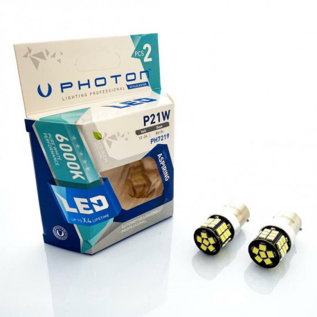 Bulbs and xenon lights PHOTON LED EXCLUSIVE SERIES PY21W car light bulb 12V 21W BAU15s amber CAN (2pcs) | races-shop.com