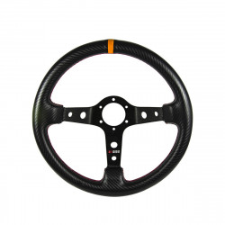 3 spoke steering wheel RRS Carbon 90, 350mm, carbon look, 32/28mm grip, 90mm offset, carbon/black/orange