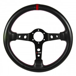 3 spoke steering wheel RRS Carbon 90, 350mm, carbon look, 32/28mm grip, 90mm offset, carbon/black/red