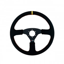 3 spoke steering wheel RRS Off Road, 380mm, leather, flat, black/yellow
