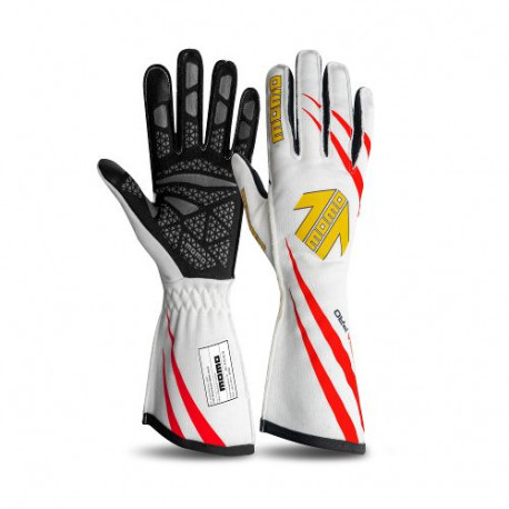 Gloves FIA race gloves MOMO CORSA PRO (external stitching), white | races-shop.com
