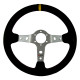 steering wheels 3 spoke steering wheel RRS Corsa, 350mm, suede, 90mm offset, black/silver/yellow | races-shop.com
