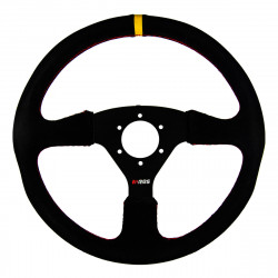3 spoke steering wheel RRS Veloce, 350mm, suede, 37/29mm grip, flat, black/yellow