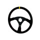steering wheels 3 spoke steering wheel RRS Veloce, 350mm, suede, 32/28mm grip, flat, black/yellow | races-shop.com