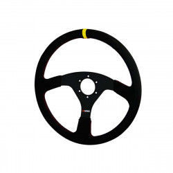 3 spoke steering wheel RRS Veloce, 350mm, suede, 32/28mm grip, flat, black/yellow