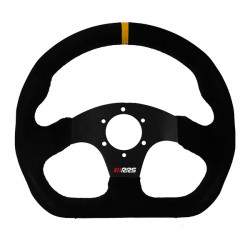 3 spoke steering wheel RRS TRACK, 350mm, suede, flat, black/yellow