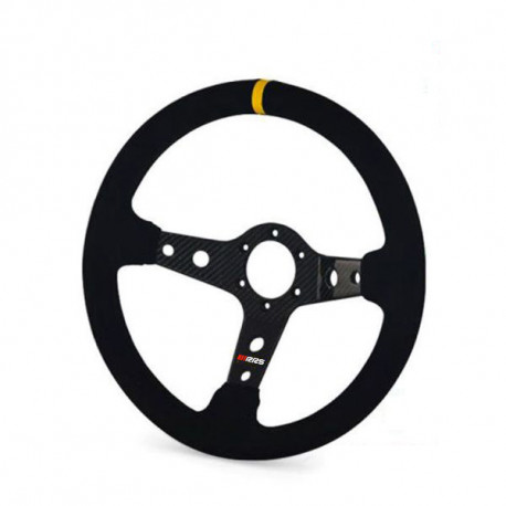 steering wheels 3 spoke steering wheel RRS Carbon, 350mm, suede, flat, black/carbon/yellow | races-shop.com