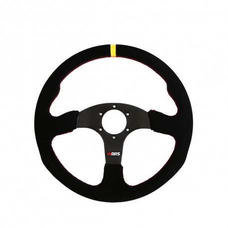 steering wheels 3 spoke steering wheel RRS Apex, 350mm, suede, flat, black/yellow | races-shop.com