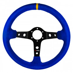 3 spoke steering wheel RRS Corsa 90, 350mm, suede, 90mm offset, blue/black/yellow
