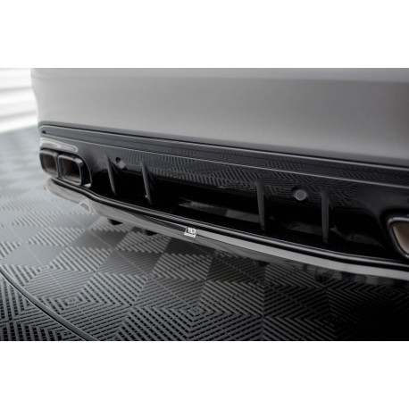 Body kit and visual accessories MAXTON DESIGN central rear splitter for Mercedes-AMG C63 Sedan (with vertical bars), glossy black | races-shop.com